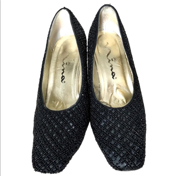 Vintage Nina Women’s Beaded Square Toe Pump Heels, Black Size 7.5 - Picture 5 of 10